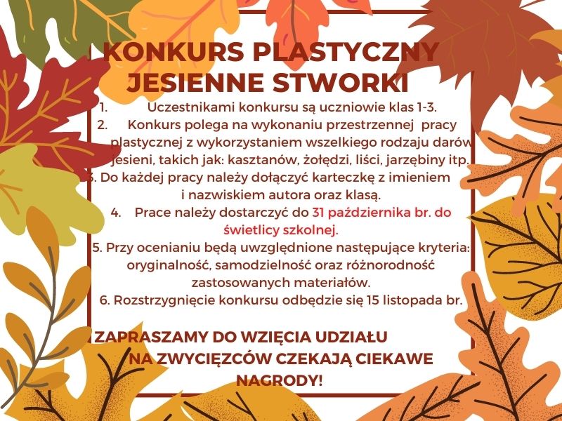 Read more about the article Konkurs plastyczny – Jesienne Stworki