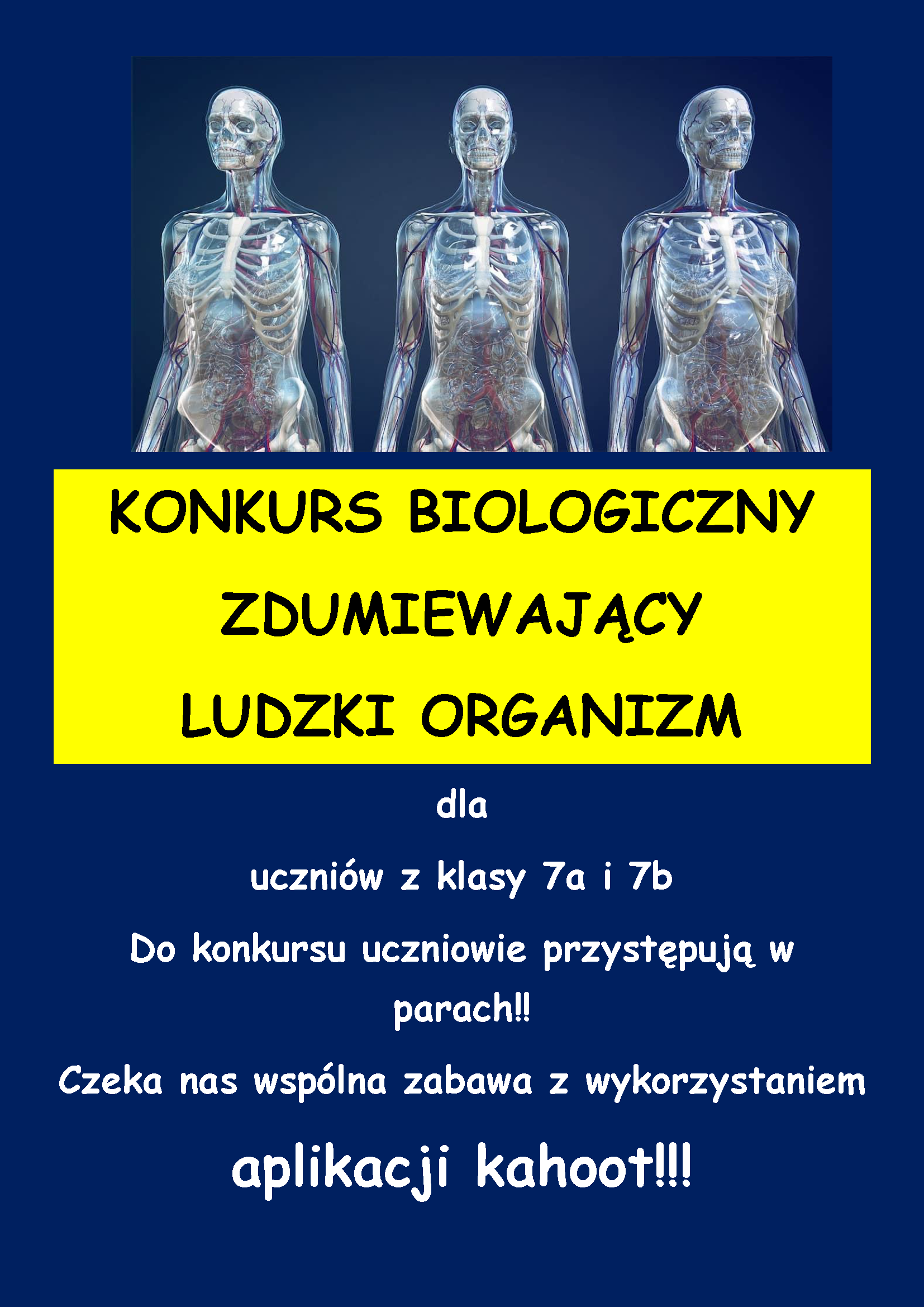 Read more about the article Szkolny Konkurs Biologiczny „Zdumiewający ludzki organizm” dla uczniów klas siódmych.