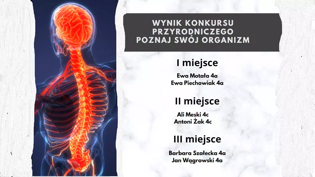 Read more about the article Wyniki konkursu przyrodniczego – “Poznaj swój organizm”